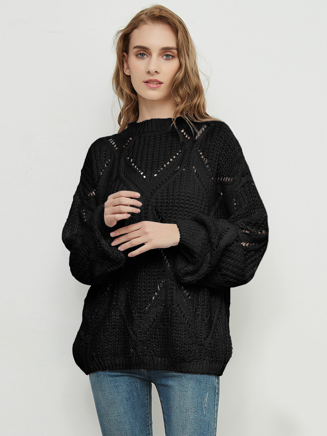Long Sleeve Patterned Pullover Sweater Anna-Kaci Wholesale