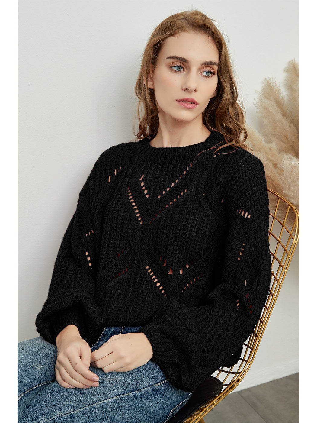 Long Sleeve Patterned Pullover Sweater Anna-Kaci Wholesale