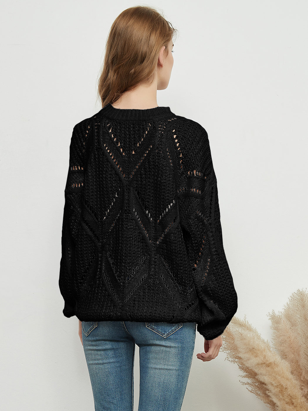 Long Sleeve Patterned Pullover Sweater Anna-Kaci Wholesale