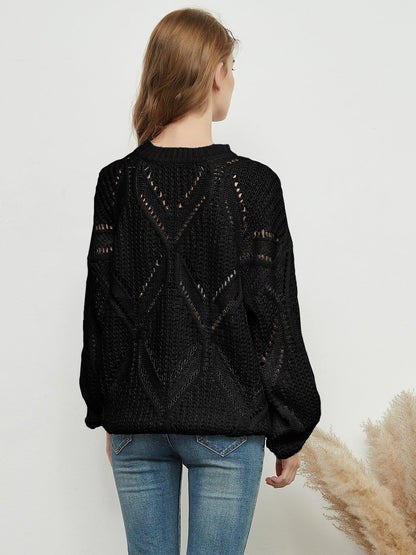 Long Sleeve Patterned Pullover Sweater Anna-Kaci Wholesale