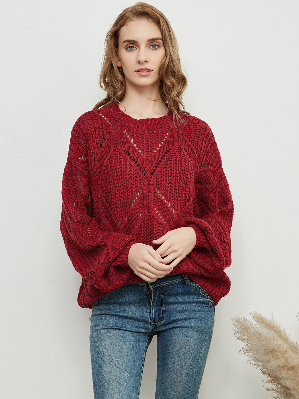 Long Sleeve Patterned Pullover Sweater Anna-Kaci Wholesale