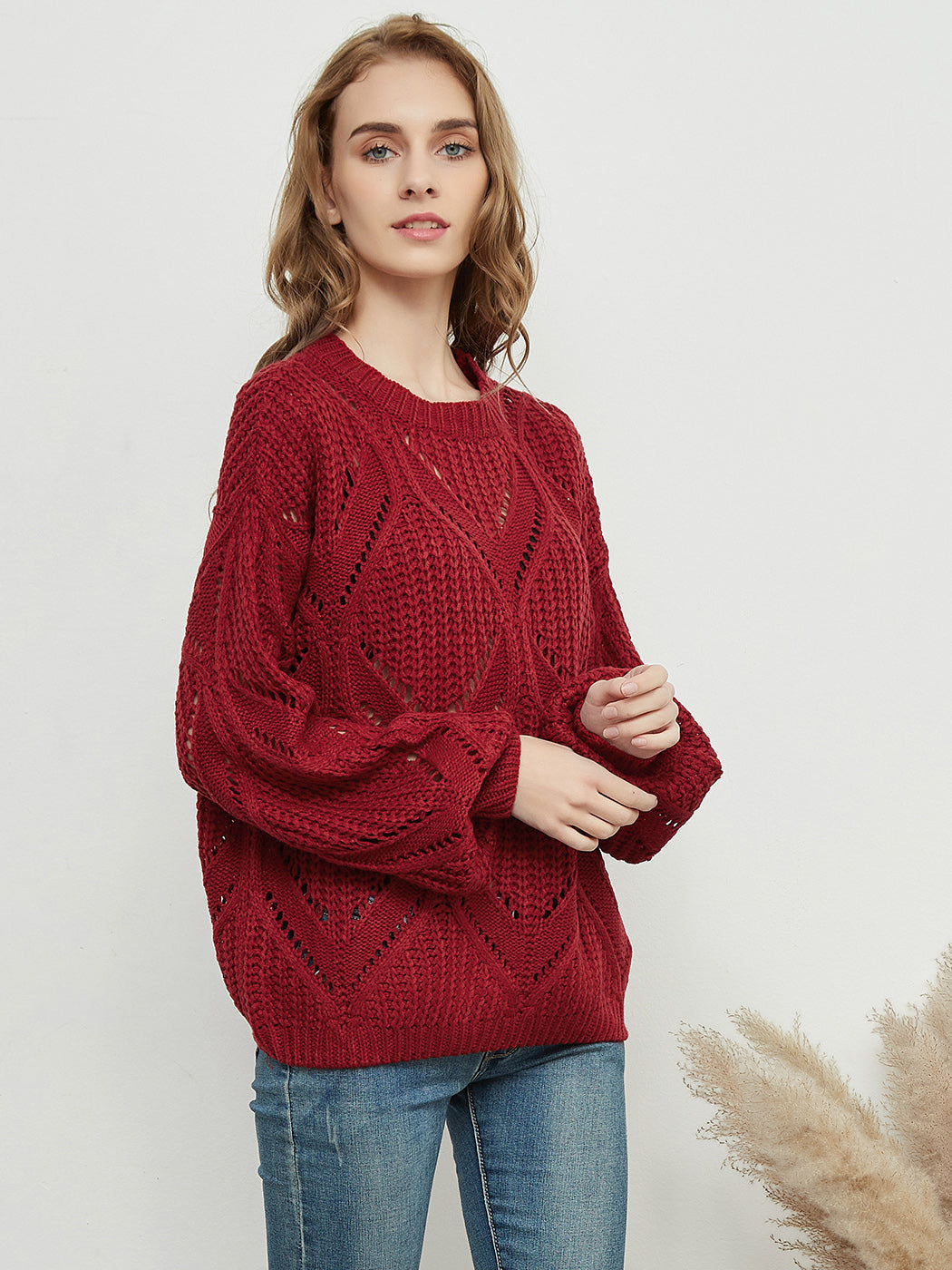 Long Sleeve Patterned Pullover Sweater Anna-Kaci Wholesale