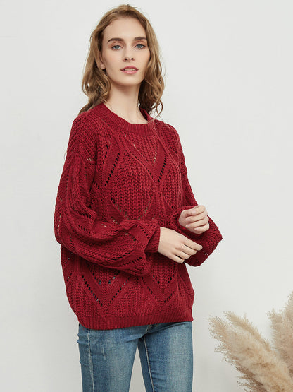 Long Sleeve Patterned Pullover Sweater Anna-Kaci Wholesale
