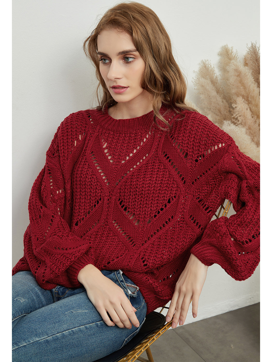 Long Sleeve Patterned Pullover Sweater Anna-Kaci Wholesale