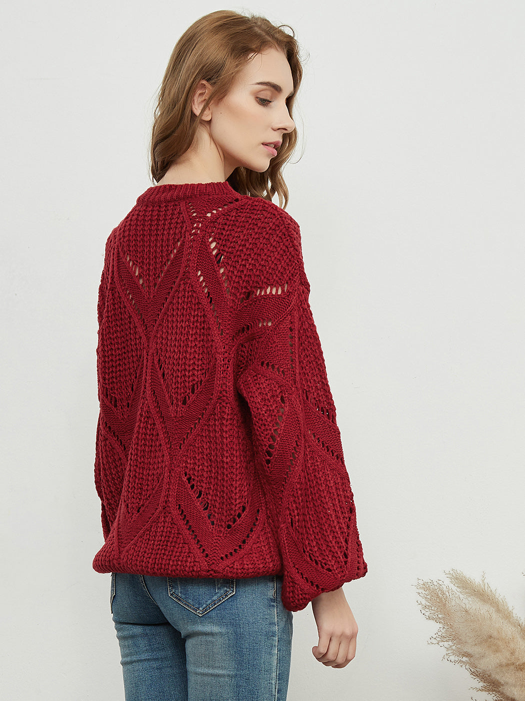 Long Sleeve Patterned Pullover Sweater Anna-Kaci Wholesale