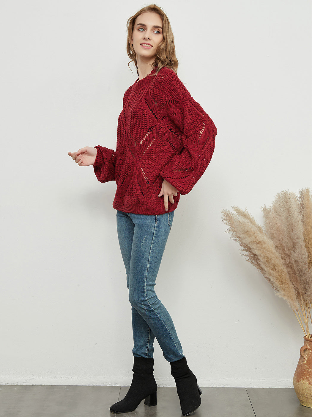 Long Sleeve Patterned Pullover Sweater Anna-Kaci Wholesale