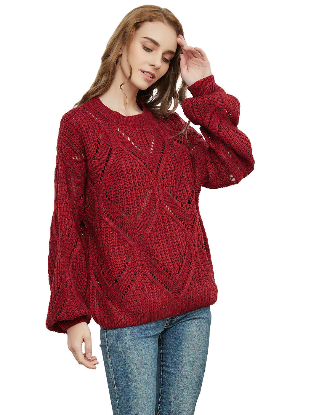 Long Sleeve Patterned Pullover Sweater Anna-Kaci Wholesale
