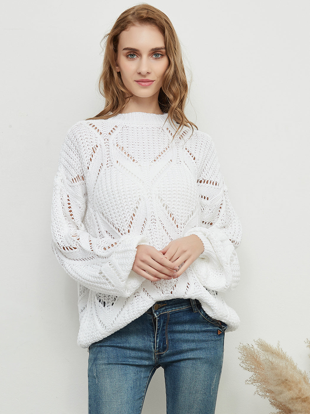 Long Sleeve Patterned Pullover Sweater Anna-Kaci Wholesale