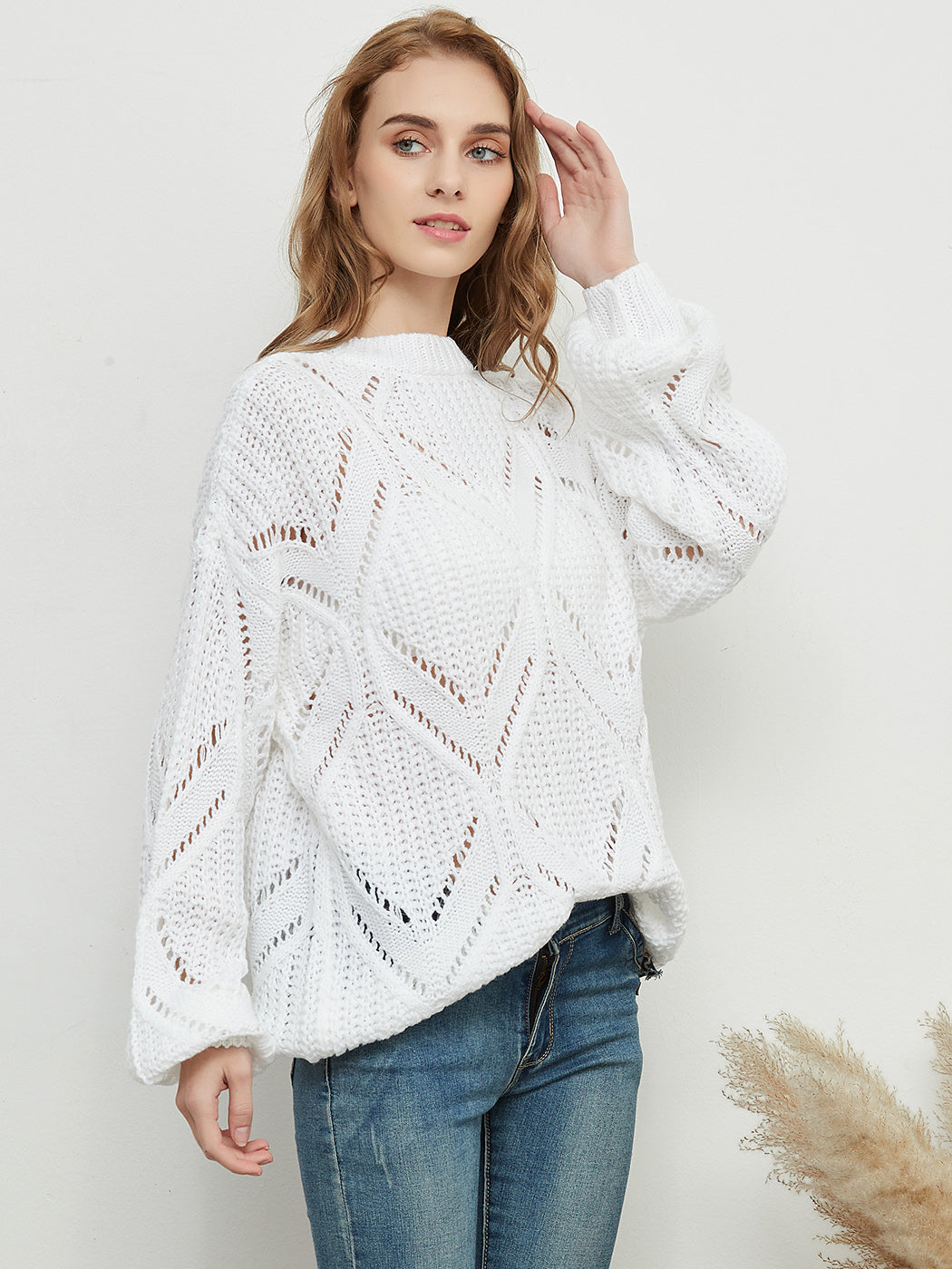 Long Sleeve Patterned Pullover Sweater Anna-Kaci Wholesale