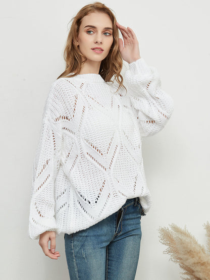 Long Sleeve Patterned Pullover Sweater Anna-Kaci Wholesale