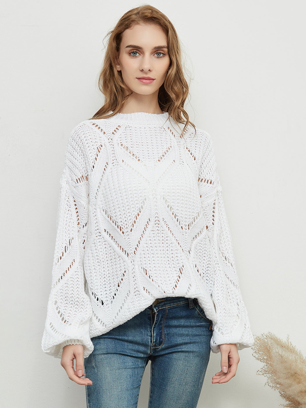 Long Sleeve Patterned Pullover Sweater Anna-Kaci Wholesale
