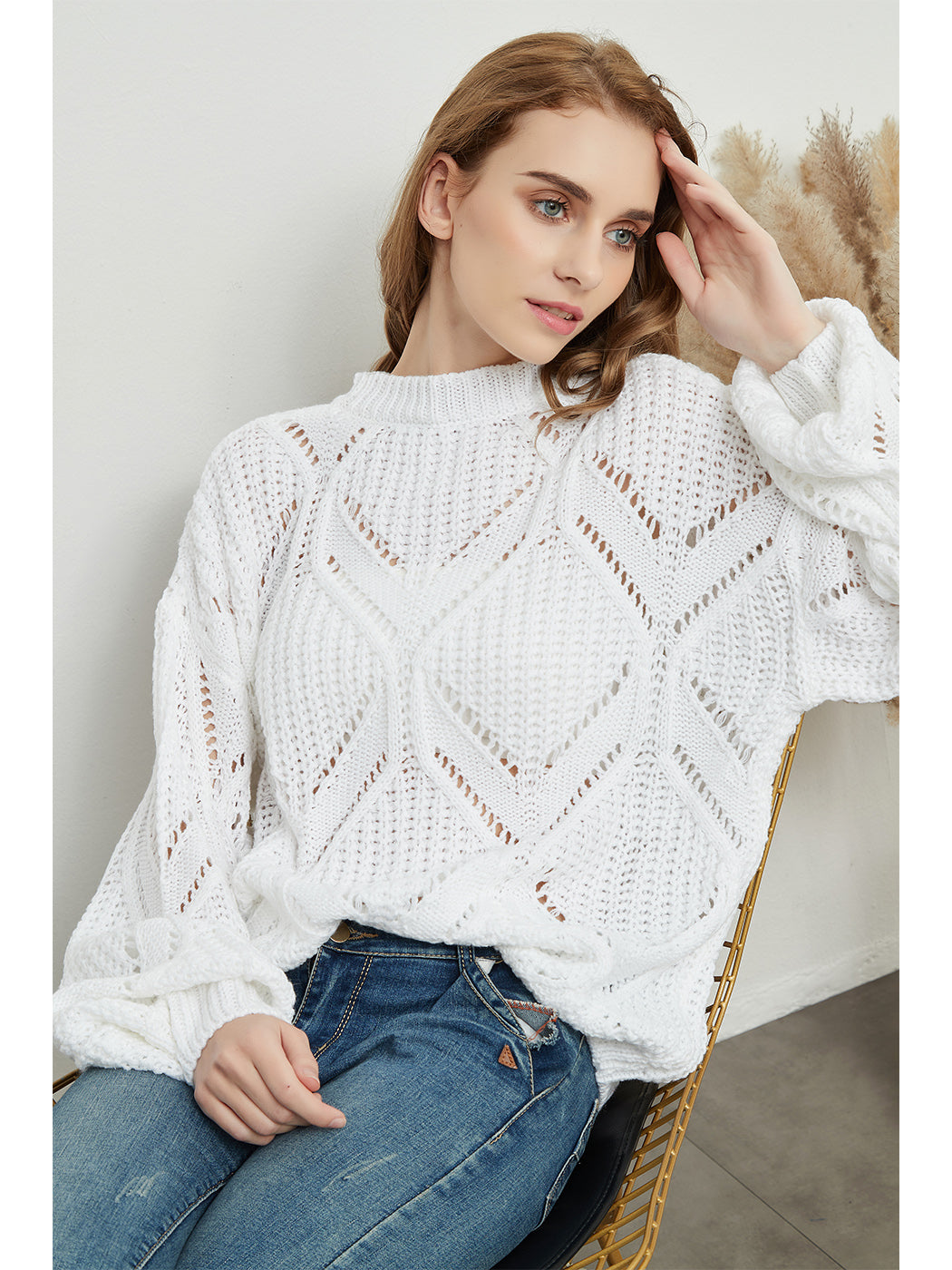 Long Sleeve Patterned Pullover Sweater Anna-Kaci Wholesale