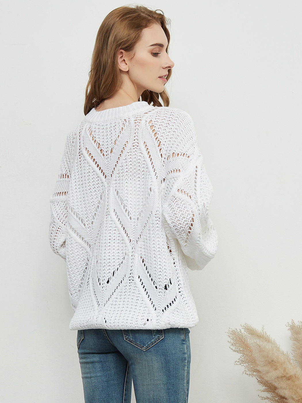 Long Sleeve Patterned Pullover Sweater Anna-Kaci Wholesale