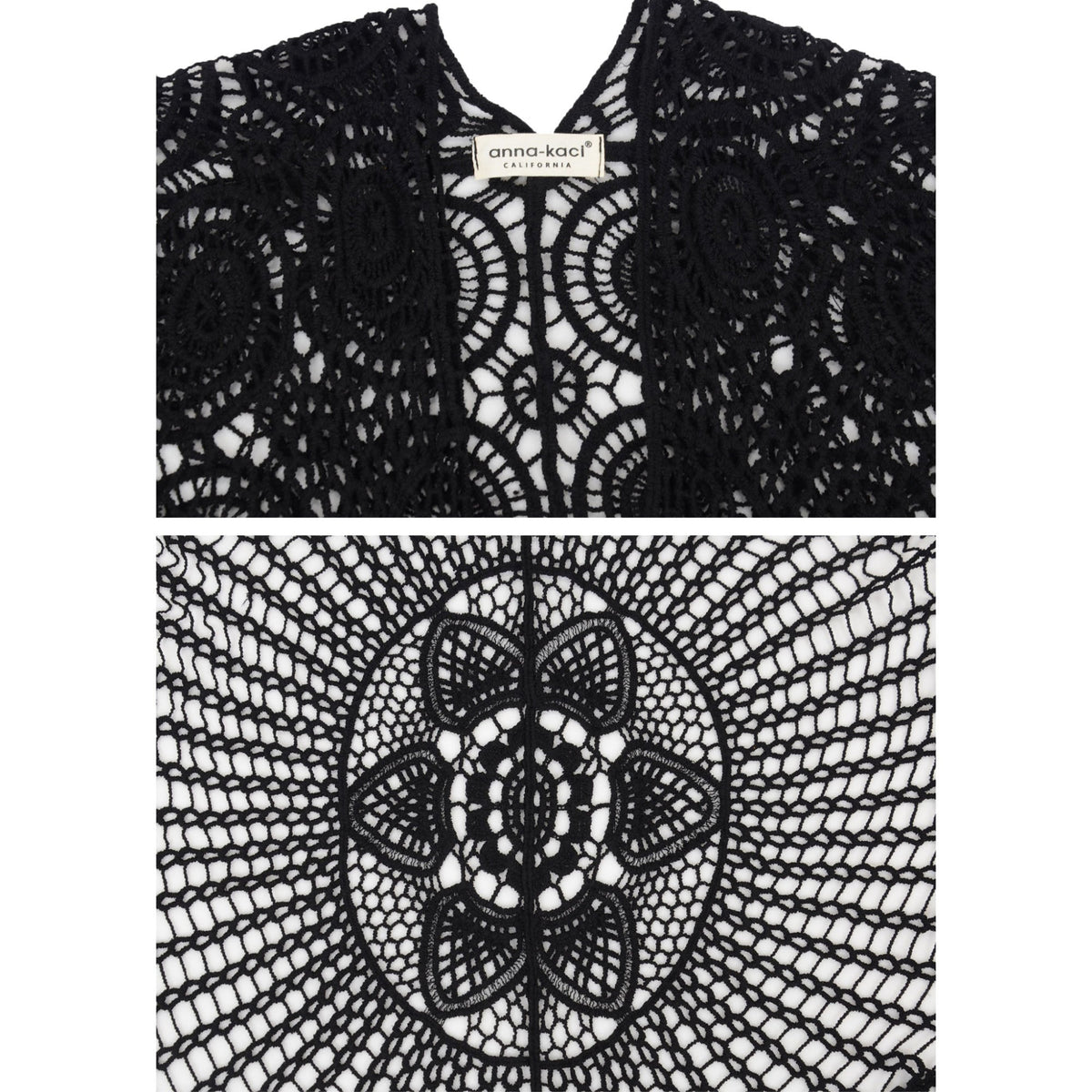 Open Front Crochet Cover-Up with Floral Pattern and Short Sleeves Anna-Kaci Wholesale