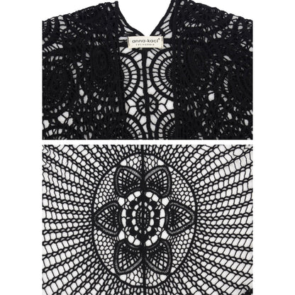 Open Front Crochet Cover-Up with Floral Pattern and Short Sleeves Anna-Kaci Wholesale