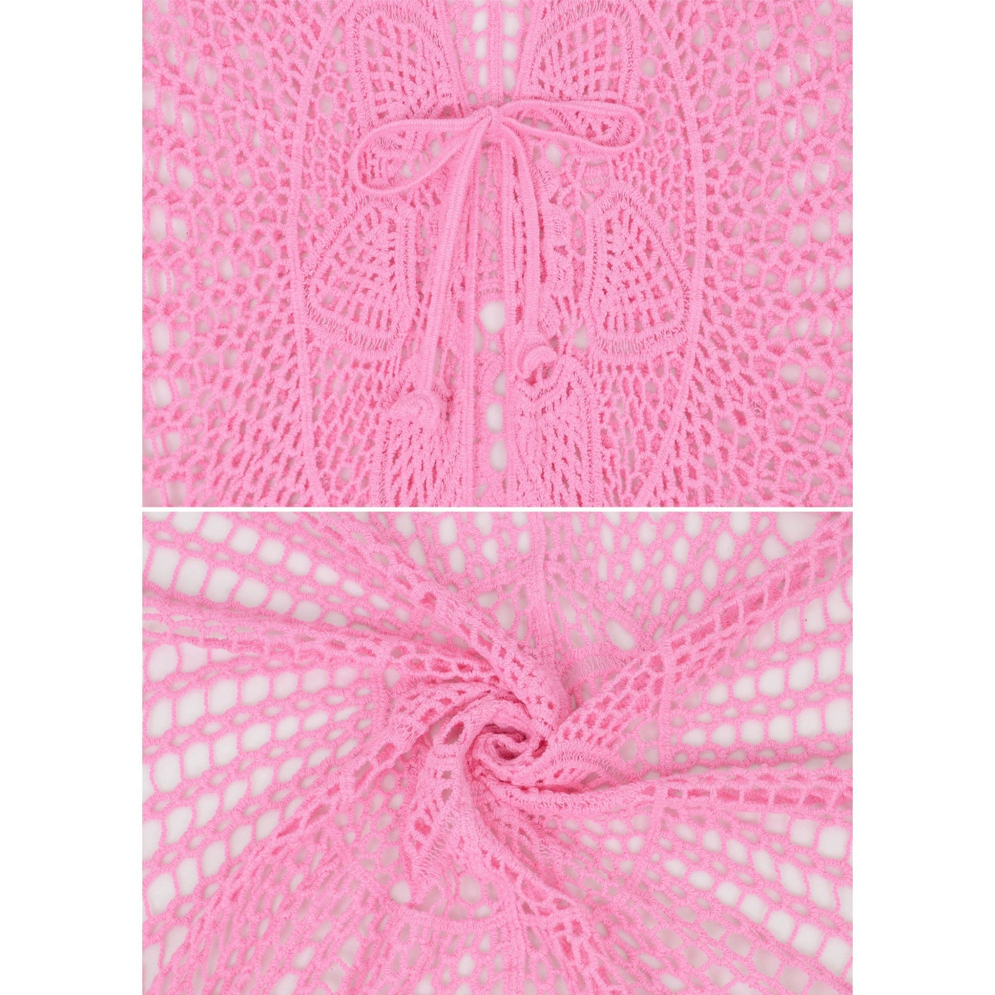 Open Front Crochet Cover-Up with Floral Pattern and Short Sleeves Anna-Kaci Wholesale