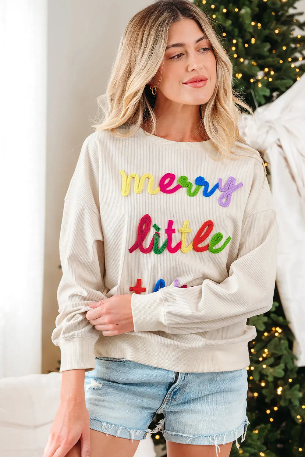 Sylevi Graphic Ribbed Loose Sweatshirt