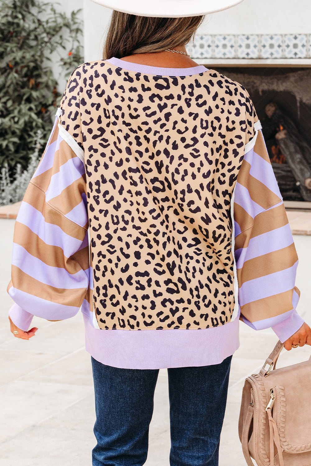 Olivia Stripe Leopard Casual Sweatshirt