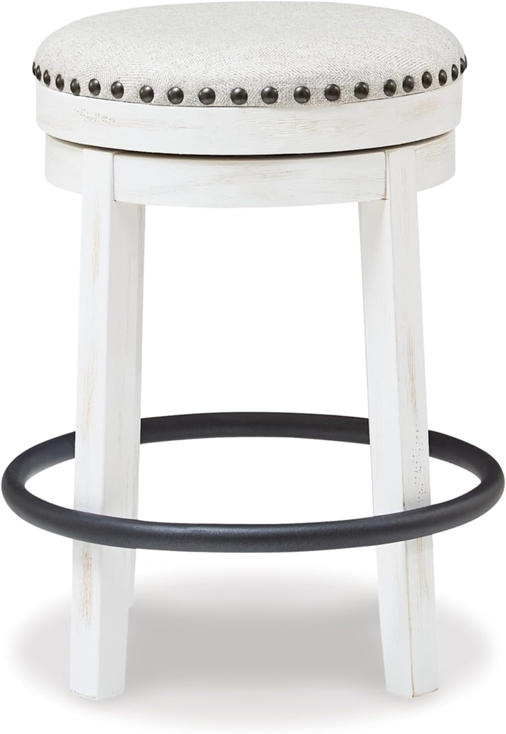 Valebeck 24Inch Counter Height Swivel Stool White Black ShipItFurniture