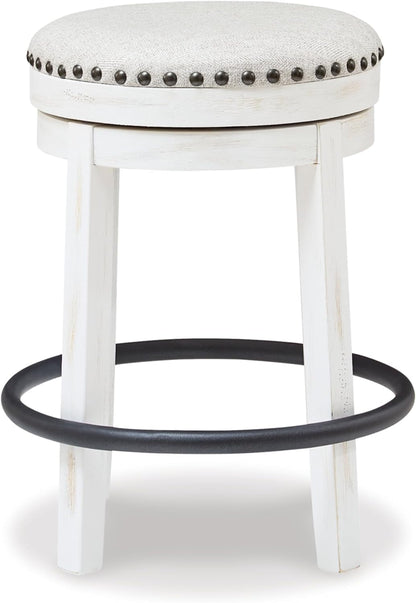 Valebeck 24Inch Counter Height Swivel Stool White Black ShipItFurniture