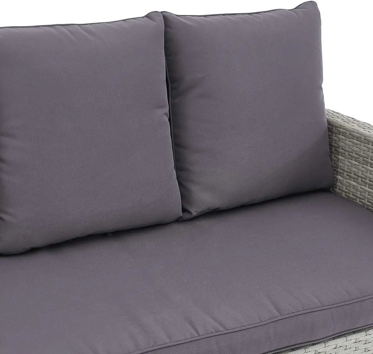 6 Pieces Patio Dining Sets Outdoor Space Saving Rattan Chairs with Table Patio Furniture Sets Cushioned Seating and Back Sectional Conversation Set (Grey)-3