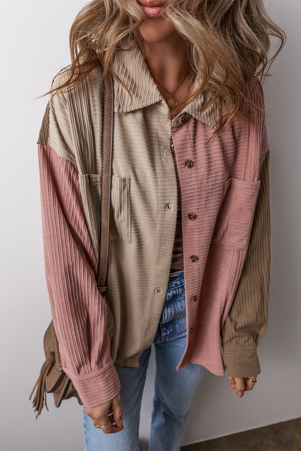 Abigail Block Chest Corduroy Shacket