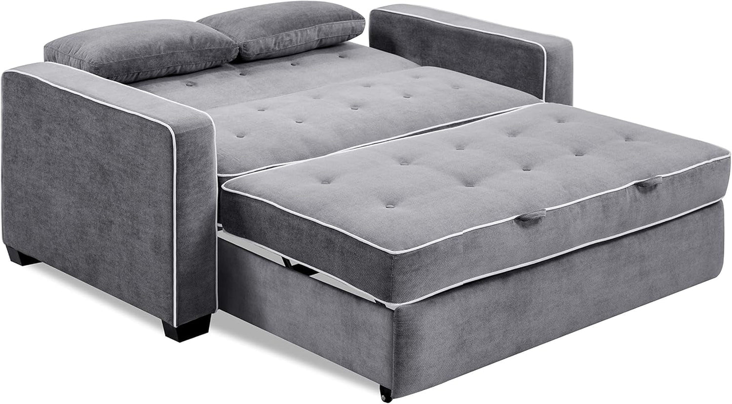 Ainsley Loveseat With Pull Out Sleeper Microfiber Charcoal ShipItFurniture