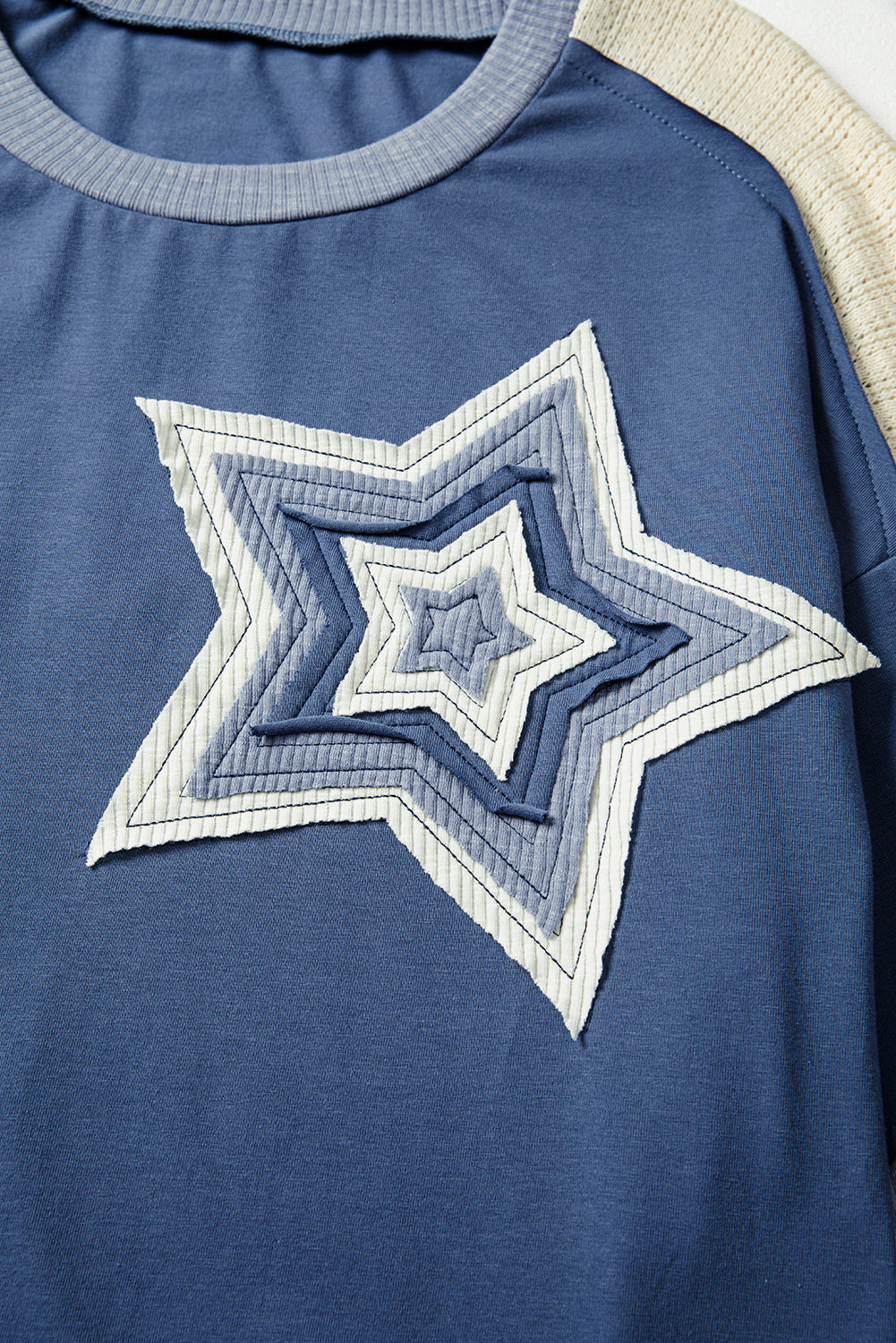 Natalie Knitted Star Patchwork Oversize Top Threaded Pear