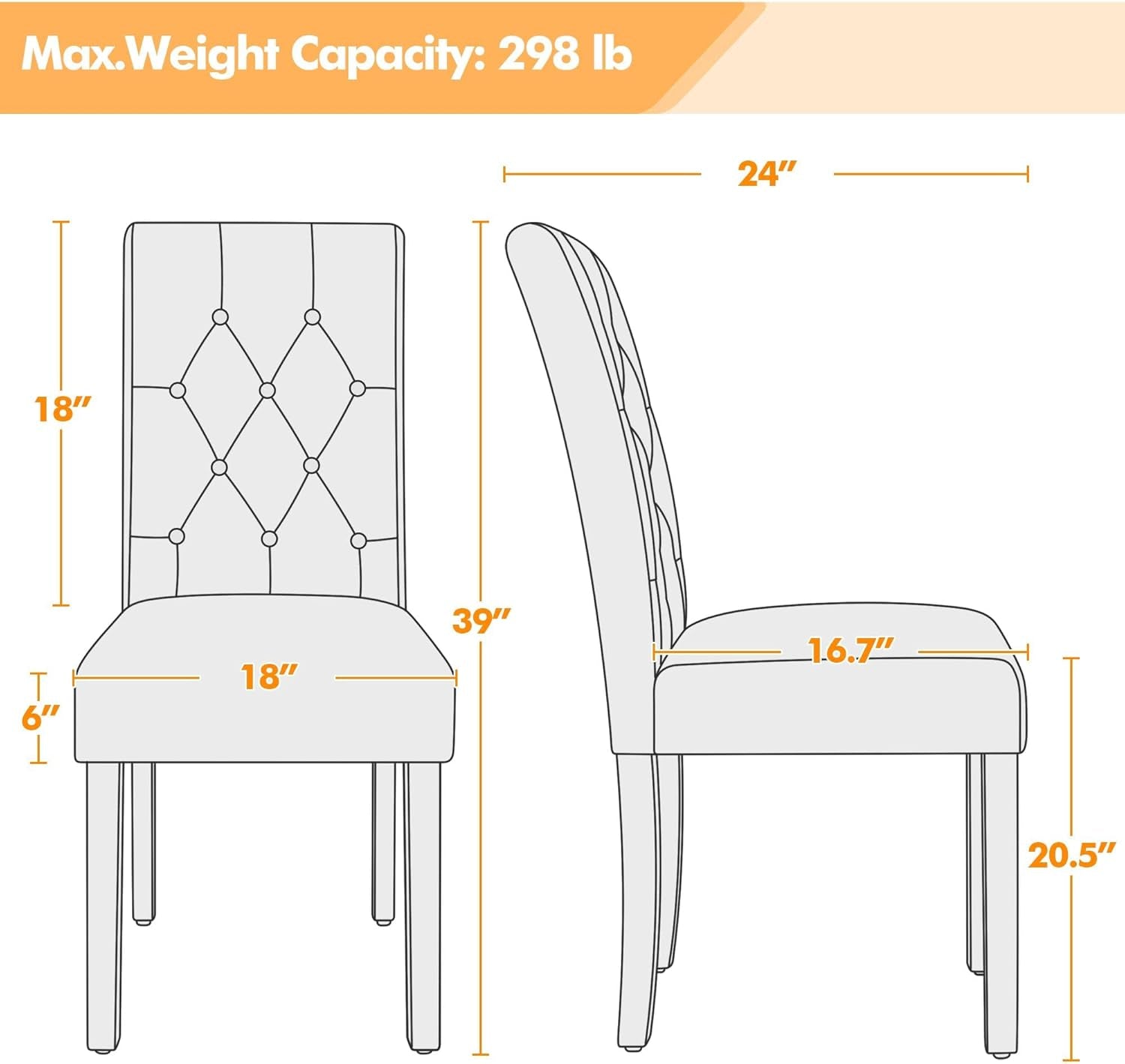 Dining Chairs High Back Dining Room Chairs Parsons Chair Kitchen Chairs Set of 2 Dining Chairs Side Chairs for Home Kitchen Living Room, Retro Brown ShipItFurniture