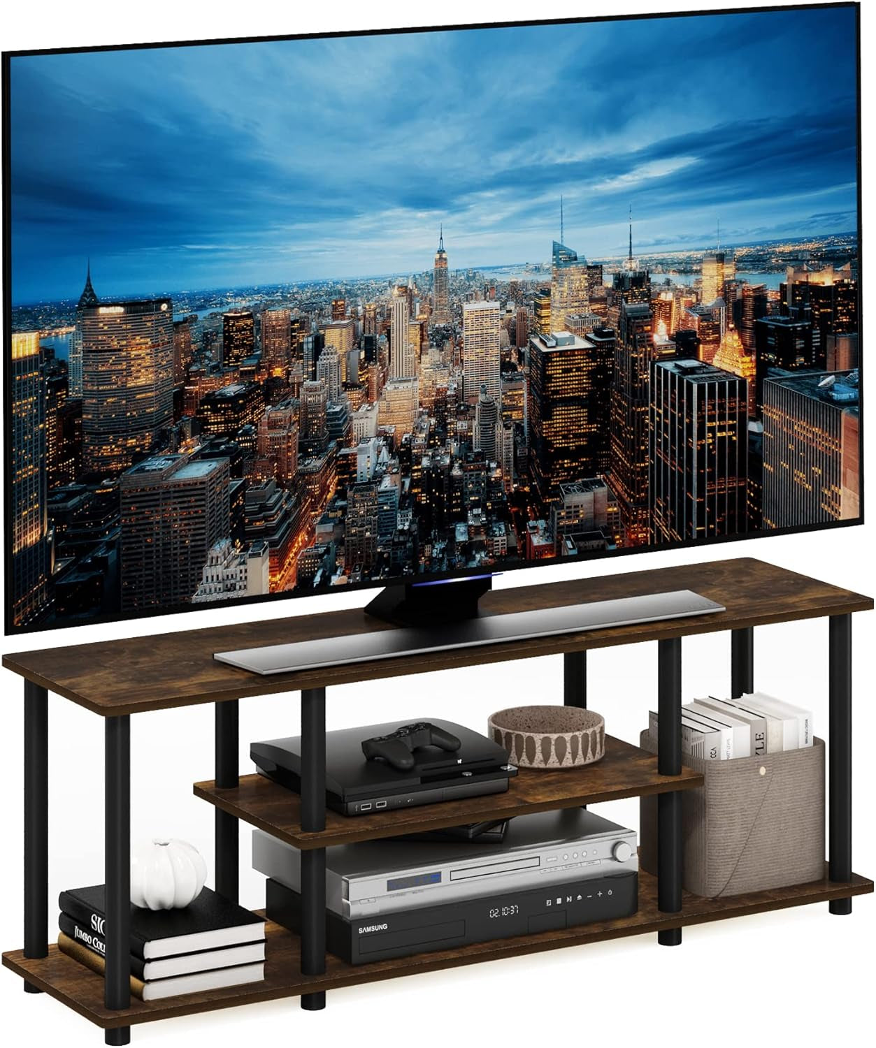 Three-Tier TV Stand Up To 50-Inch TV Tool-Free Assembly