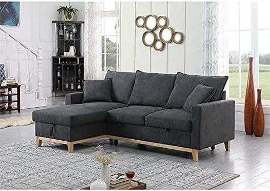 Gray Reversible Sleeper Sectional with Storage Chaise ShipItFurniture