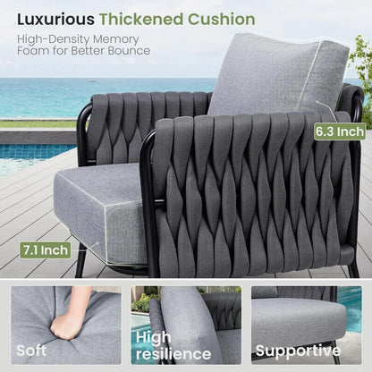Stylish Outdoor Patio Furniture Set with Waterproof Cushions-3