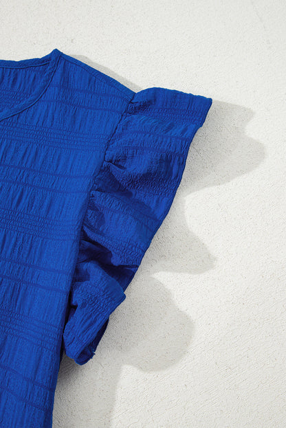 Claire Textured Flutter Sleeve Ruffled Mini Dress