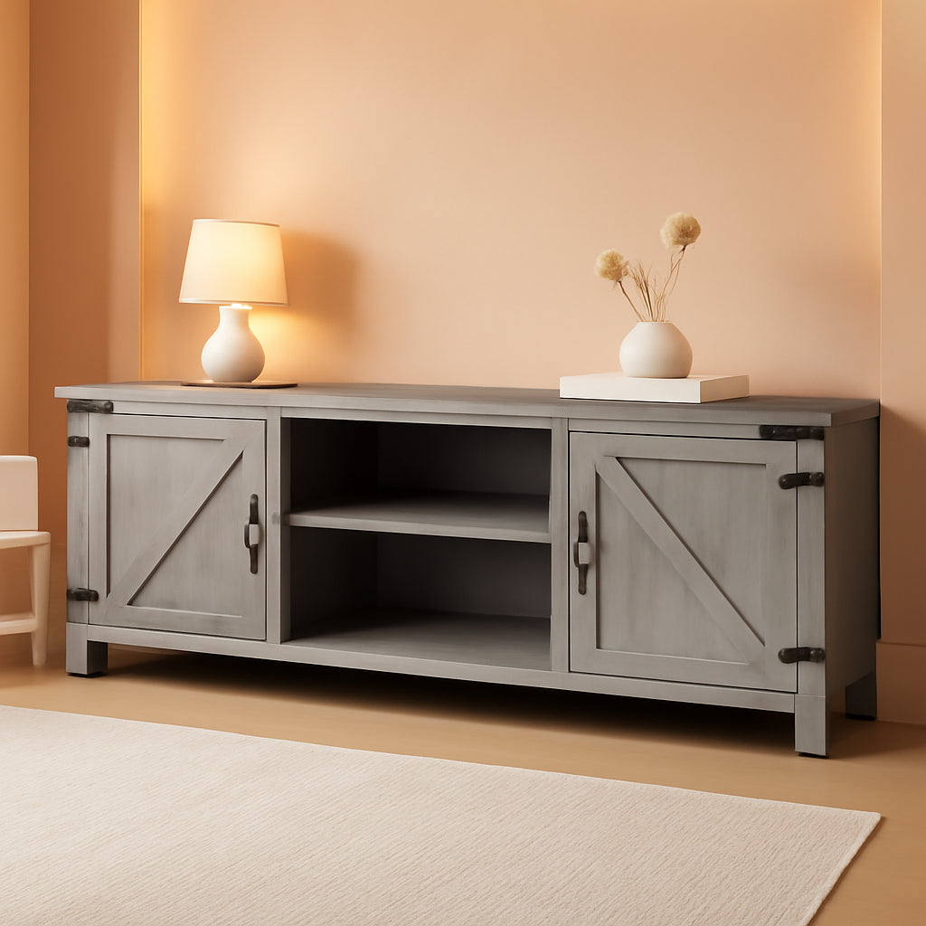 Georgetown Modern Farmhouse 70 Inch TV Stand Stone Grey ShipItFurniture