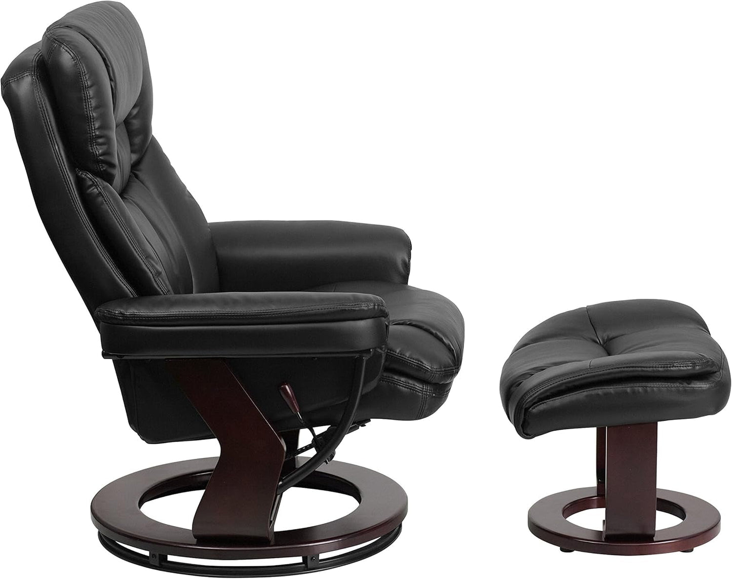 Leathersoft Upholstered Recliner With Ottoman Black ShipItFurniture