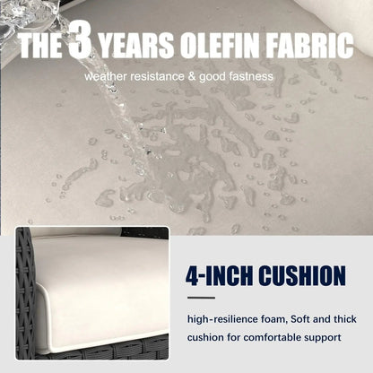 6 Pieces Outdoor Patio Furniture Set, Rattan Wicker Sectional Swivel Rocker Chairs Sets-2