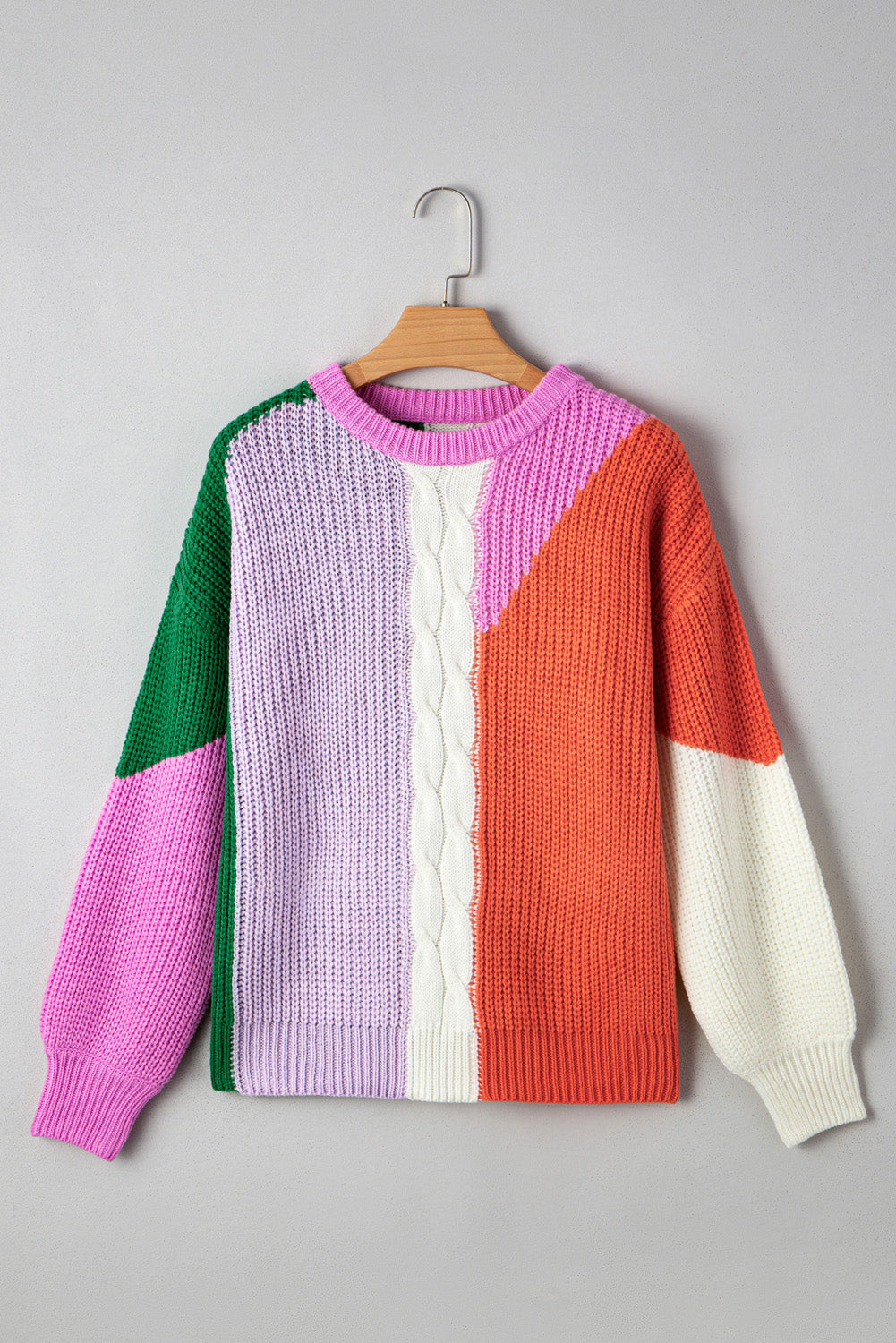 Hailey Textured Knit Drop Shoulder Loose Fit Sweater Threaded Pear