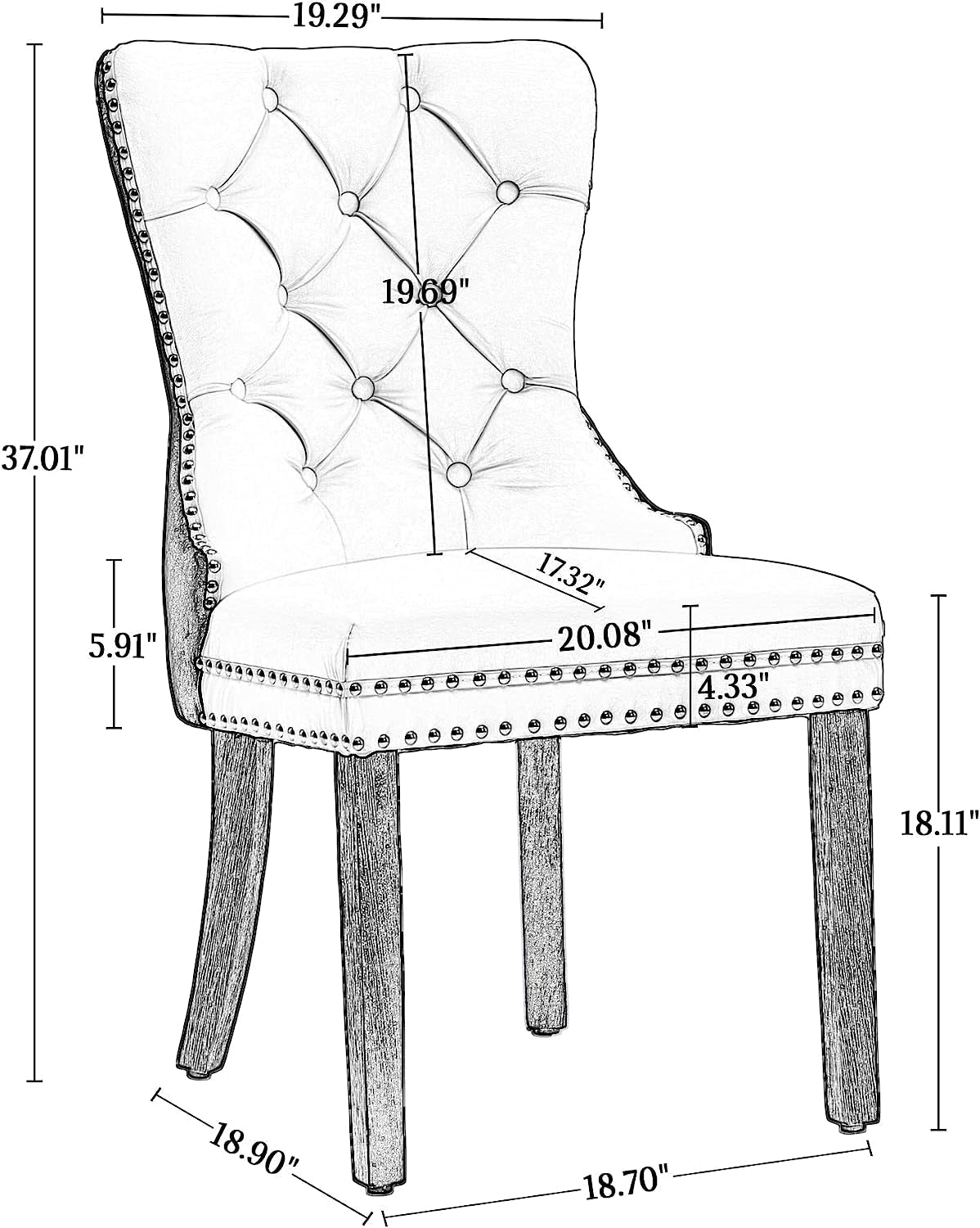 Dining Chairs Set of 4, Upholstered High-End Tufted Dining Room Chair ShipItFurniture