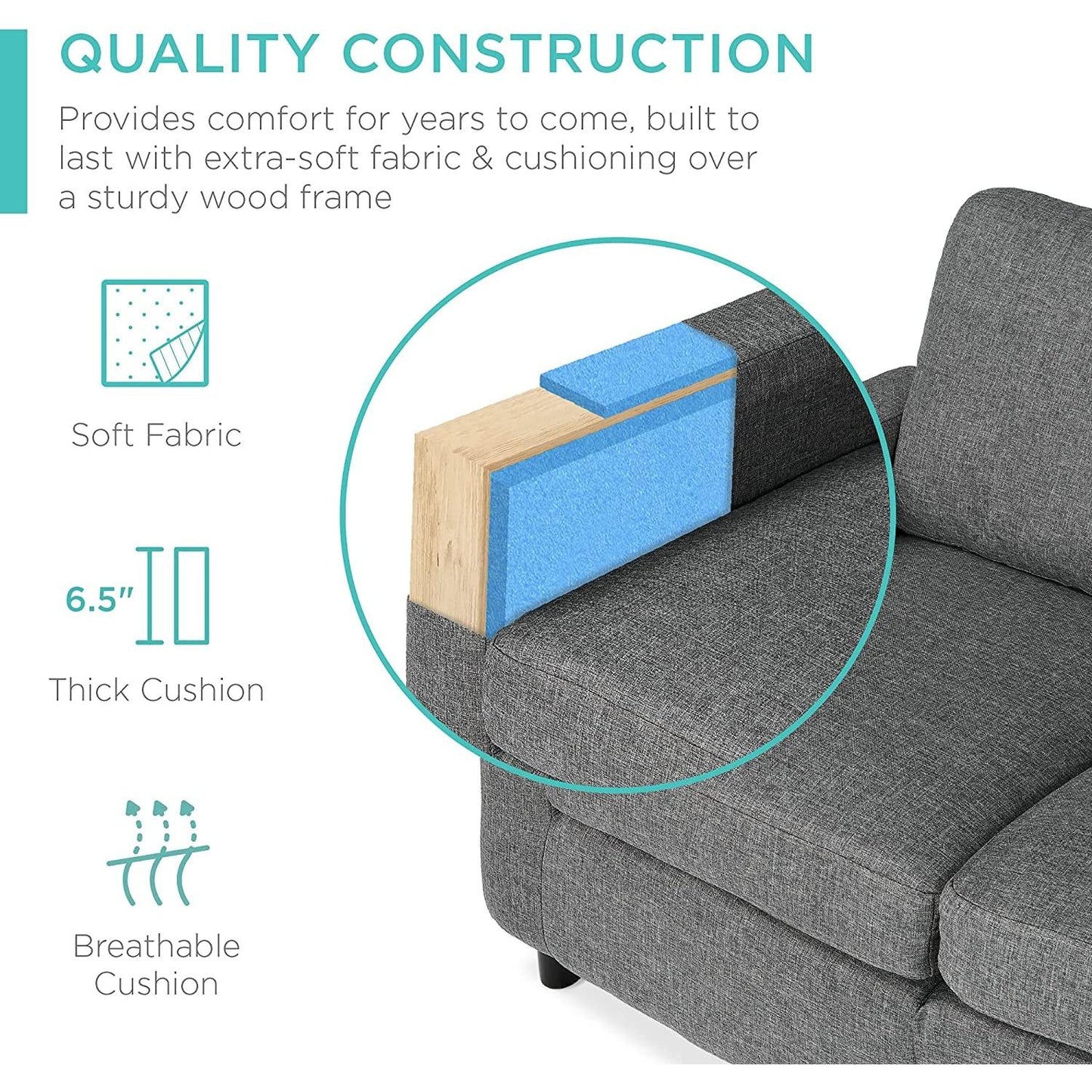 Compact Gray Sectional Sofa With Chaise Lounge Reversible ShipItFurniture