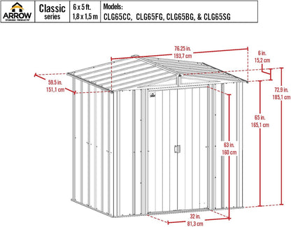 Classic Steel Storage Shed, 6X5, Blue Grey ShipItFurniture