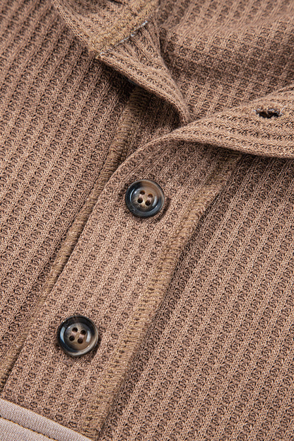 Goat Waffle Contrast Patchwork Plus Size Pocketed Hoodie