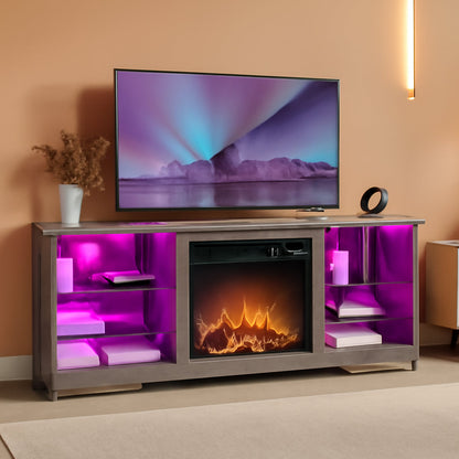 Fireplace TV Stand 18 Inch Electric Fireplace Gray