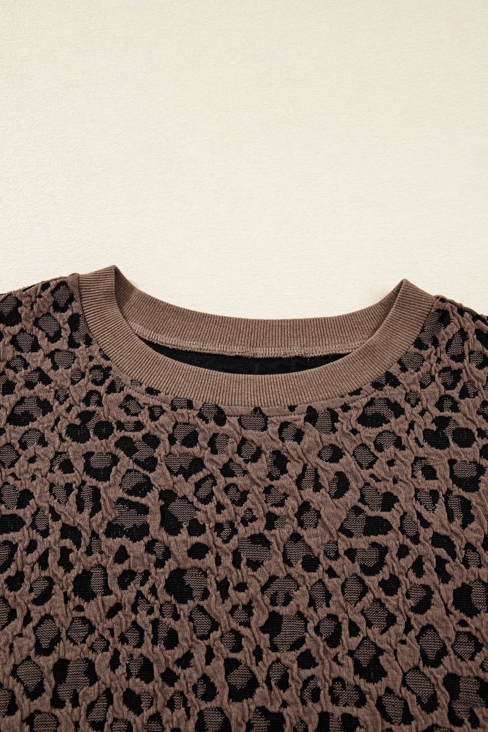 Annie Ribbed Trim Leopard Top Threaded Pear