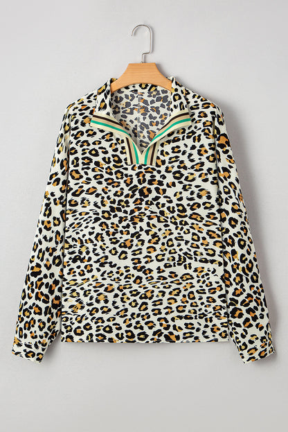 Laurel Leopard V Neck Blouse