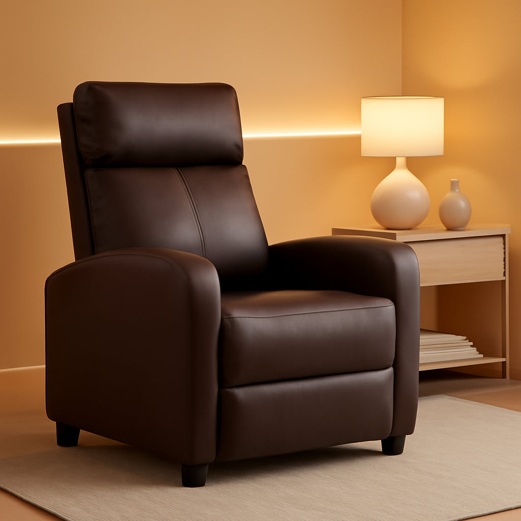 Recliner Chair Brown Adjustable Living Room Armchair ShipItFurniture