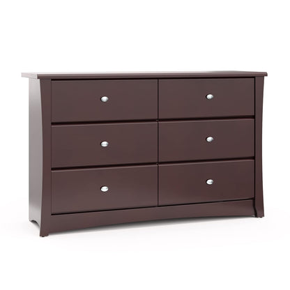 Crescent 6 Drawer Double Dresser (Espresso) – GREENGUARD Gold Certified, Dresser for Nursery, 6 Drawer Dresser, Kids Dresser, Nursery Dresser Drawer Organizer, Chest of Drawers ShipItFurniture
