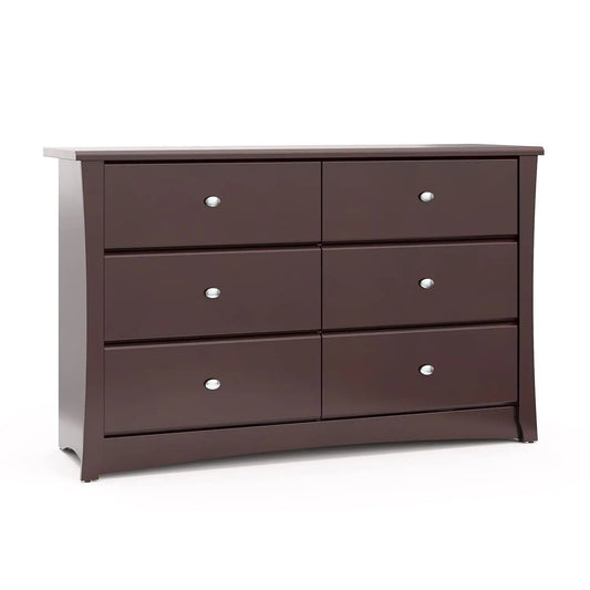 Crescent 6 Drawer Double Dresser (Espresso) – GREENGUARD Gold Certified, Dresser for Nursery, 6 Drawer Dresser, Kids Dresser, Nursery Dresser Drawer Organizer, Chest of Drawers-0