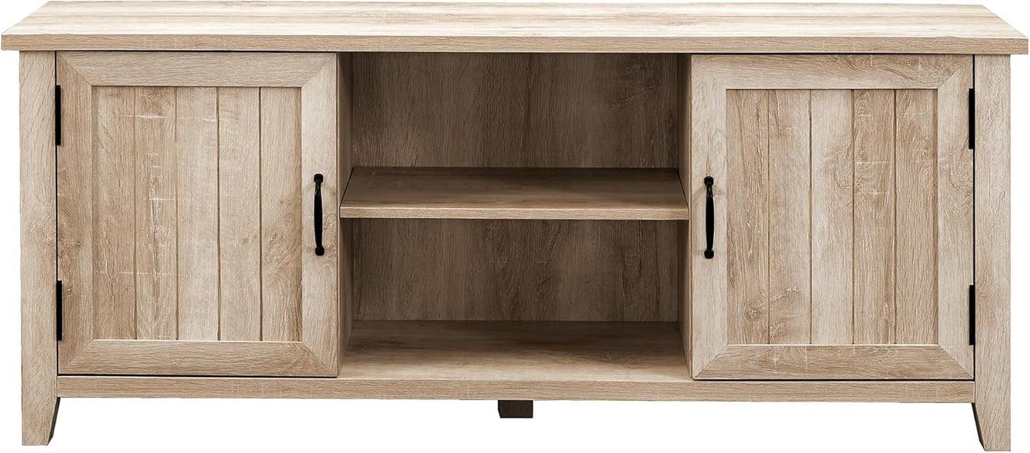 Buren 58 Inch White Oak Grooved Door TV Stand 65 Inch TV