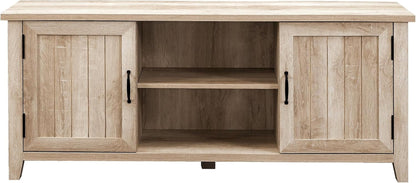 Buren 58 Inch White Oak Grooved Door TV Stand 65 Inch TV