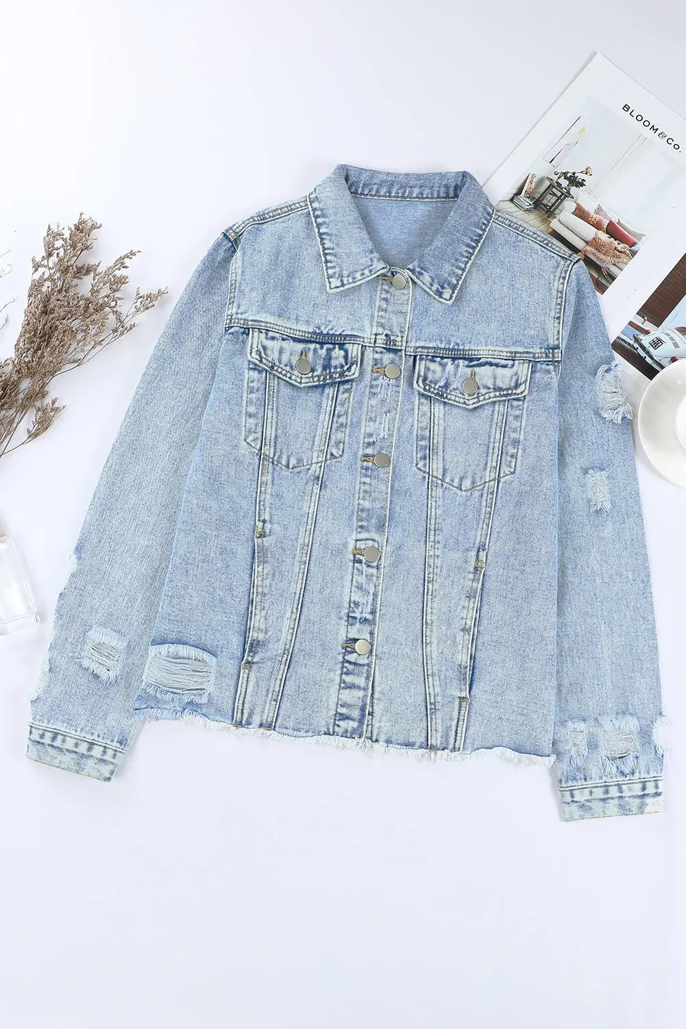 Sofibelle Distressed Raw Hem Jacket